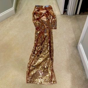 Bronx and banco Daphne Maxi Dress in Gold